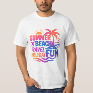 Lebhafte Sommertypografie-Collage mit grafischem F T-Shirt