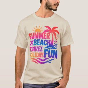 Lebhafte Sommertypografie-Collage mit grafischem F T-Shirt