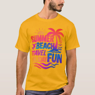 Lebhafte Sommertypografie-Collage mit grafischem F T-Shirt