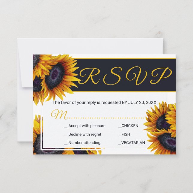Lebhafte Sonnenblumen | Sommerhochzeiten RSVP Karte (Vorderseite)