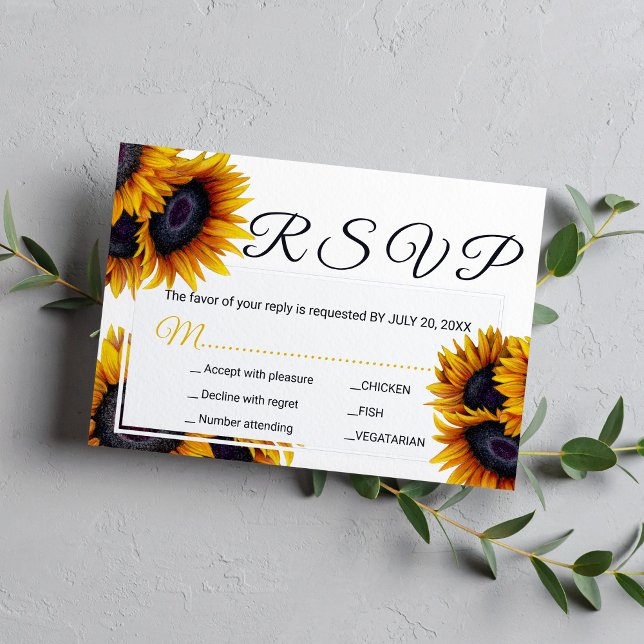 Lebhafte Sonnenblumen | Sommerhochzeiten RSVP Karte (Von Creator hochgeladen)