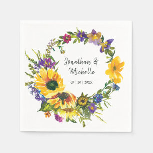 Lebhafte Sonnenblumen-Wildblumen Blumenzehen Serviette