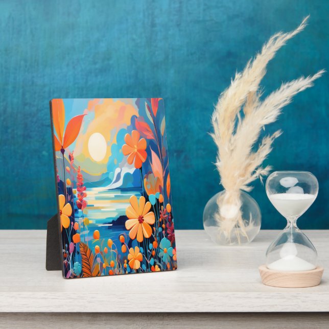 Lebhafte Sonnenuntergänge, florale Landschaft Kuns Fotoplatte (Seite)