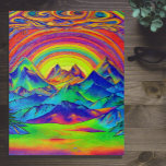 Lebhafte Sonnenuntergänge Landschaft Psychadelisch Puzzle<br><div class="desc">Das Puzzle mit über 500 Stücken ist schwer zu lösen. Die Szene repräsentiert einen Sonnenuntergang hinter den Bergen, der in lebhaften Farben dargestellt ist, die von sauren grünen bis fett roten und kräftigen Purpel und Blues reichen. Spaß Herausforderung für alle, die sich in der psychadellosen Kunst amüsieren und will, sich...</div>