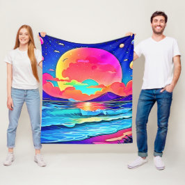 Lebhafte Sonnenuntergangslandschaft Fleecedecke