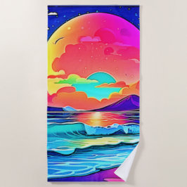 Lebhafte Sonnenuntergangslandschaft Strandtuch