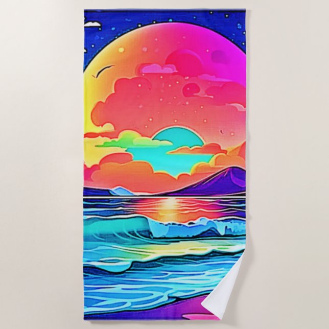 Lebhafte Sonnenuntergangslandschaft Strandtuch (Vorderseite)