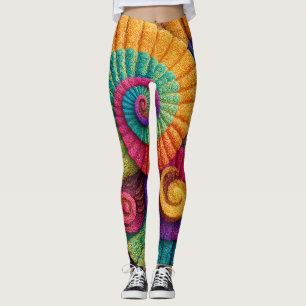 Lebhafte Spiral-Abstrakte Muster Leggings