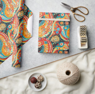 Lebhafte Spiralen und kühne geometrische Gestaltun Geschenkpapier