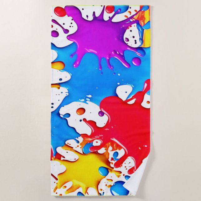 Lebhafte Splash der Neonfarben Strandtuch (Vorderseite)