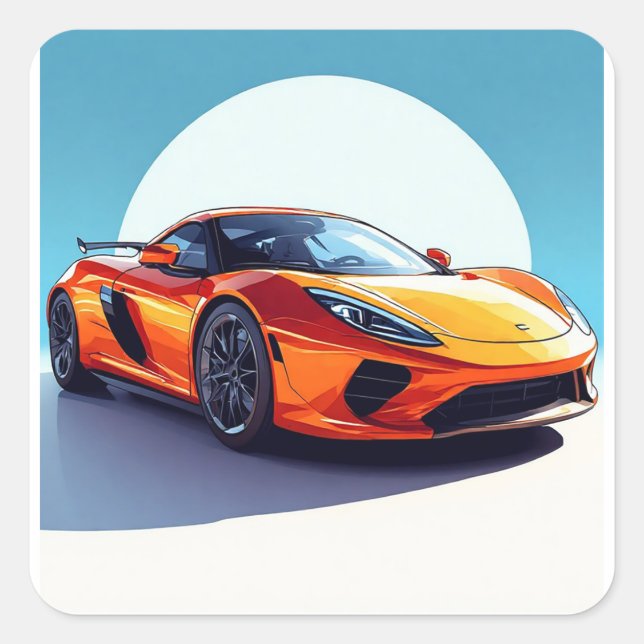 Lebhafte Sportwagen mit modernem Design Quadratischer Aufkleber (Vorderseite)