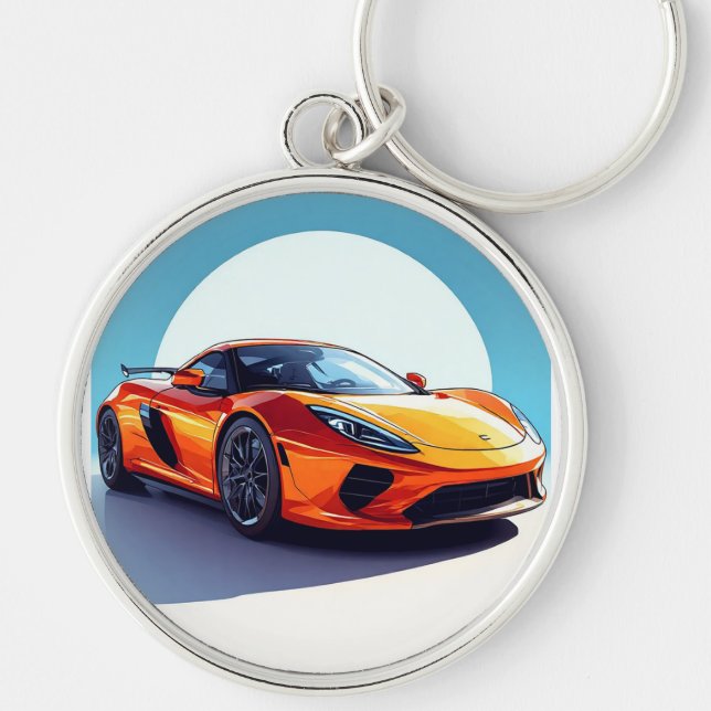 Lebhafte Sportwagen mit modernem Design Schlüsselanhänger (Vorne)
