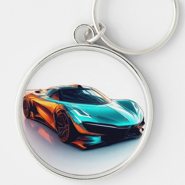 Lebhafte Sportwagen mit modernem Design Schlüsselanhänger (Vorne)