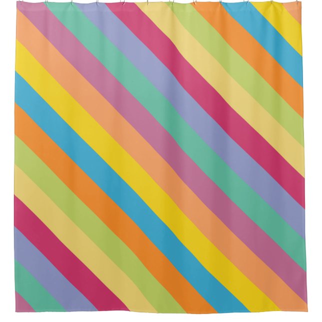Lebhafte Springtime Diagonale Streifen Duschvorhang (Vorderseite)