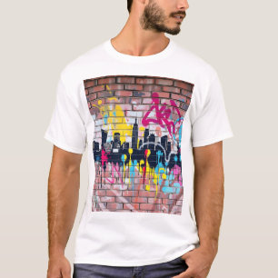 Lebhafte, sprühfarbene Stadtlinie T-Shirt