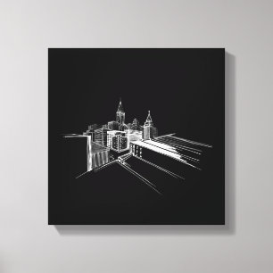 Lebhafte Stadtbrücke Einzigartig Moderne Schwarz u Leinwanddruck