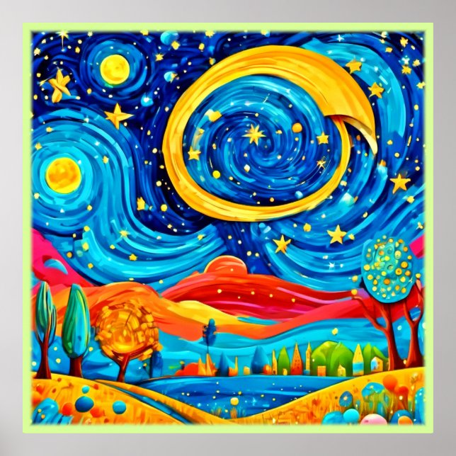 Lebhafte Starry Night Style Art Poster (Vorne)