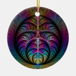 Lebhafte Strukturen Farbenfrohe Abstrakte Fraktal  Keramik Ornament