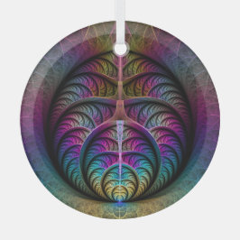 Lebhafte Strukturen Farbenfrohe Abstrakte Fraktal  Ornament Aus Glas