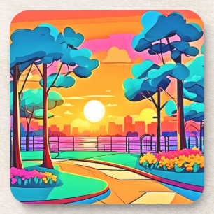 Lebhafte Sunset Cityscape Getränkeuntersetzer