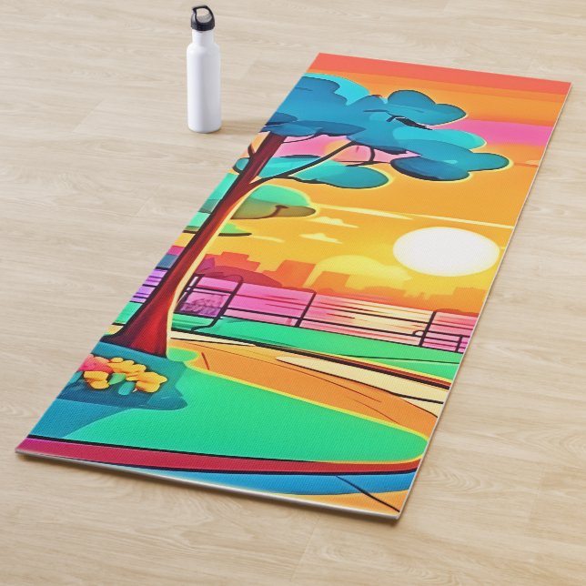 Lebhafte Sunset Cityscape Yogamatte (Beispiel)