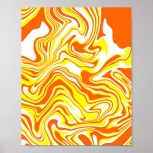 Lebhafte Swirling Art in Orange, Weiß und Gelb Poster