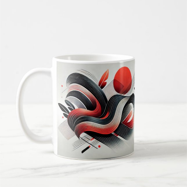 Lebhafte Tasse aus Rot und Schwarzer Kunst (Links)