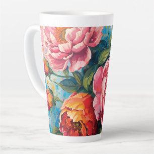 "Lebhafte Tasse mit Blumenlatte - Kaffee-Cup für T