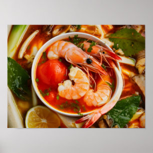 Lebhafte Thai-Küche mit Shrimp von Tom Yum Goong Poster