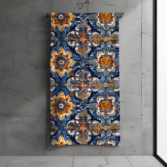 Lebhafte traditionelle mexikanische Talavera Tiles Badhandtuch Set (Von Creator hochgeladen)