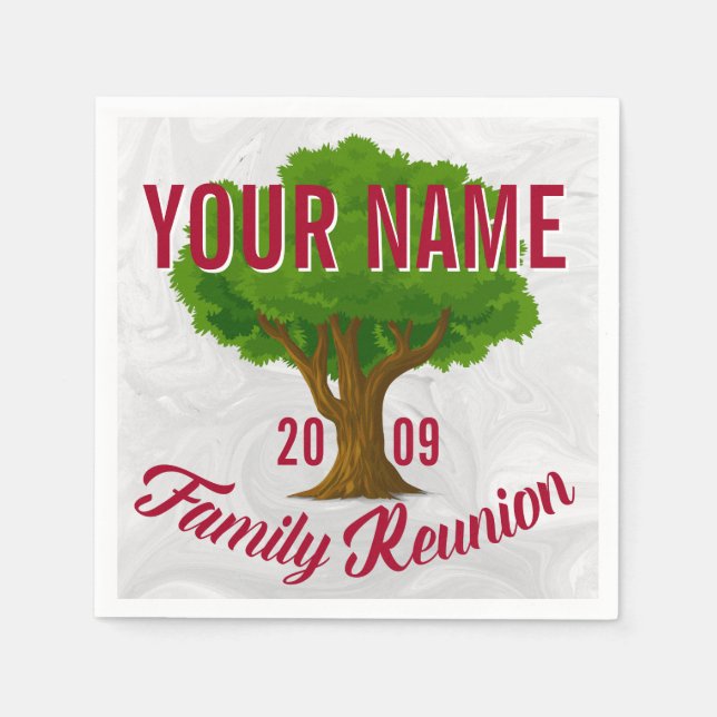 Lebhafte Tree Personalisiert Family Wiedersehen Serviette (Vorderseite)