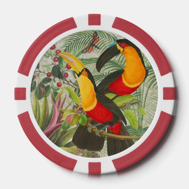 Lebhafte tropische Vögel Kunst Exotischer Dschunge Pokerchips (Vorderseite)