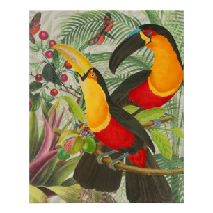 Lebhafte tropische Vögel Kunst Exotischer Dschunge Poster