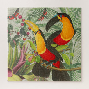 Lebhafte tropische Vögel Kunst Exotischer Dschunge Puzzle