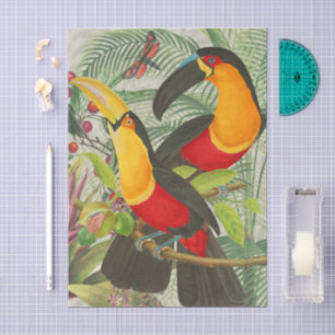 Lebhafte tropische Vögel Kunst Exotischer Dschunge Seidenpapier