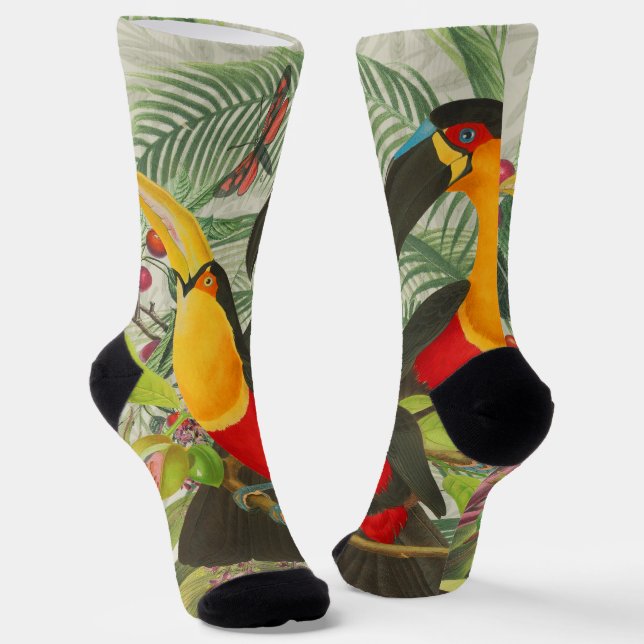 Lebhafte tropische Vögel Kunst Exotischer Dschunge Socken (Gewinkelt)