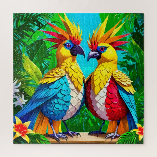 Lebhafte tropische Vögel Puzzle (Vertikal)