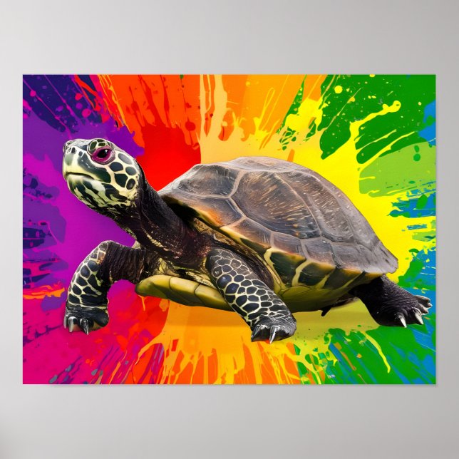 Lebhafte Turtle Art Poster (Vorne)