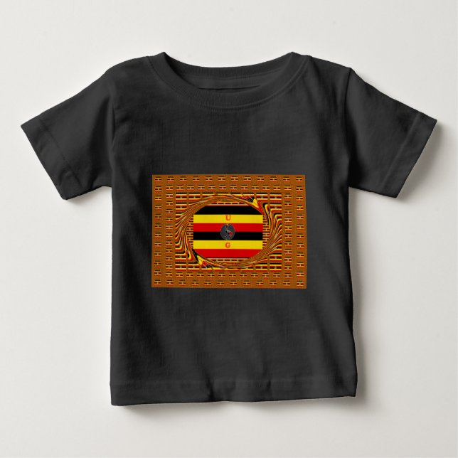 Lebhafte ugandische Flag-Inspirierte Kunst Baby T-shirt (Vorderseite)