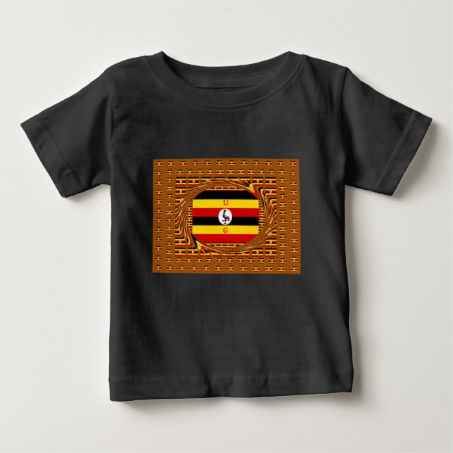 Lebhafte ugandische Flag-Inspirierte Kunst Baby T-shirt (Vorderseite)