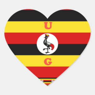Lebhafte ugandische Flag-Inspirierte Kunst Herz-Aufkleber