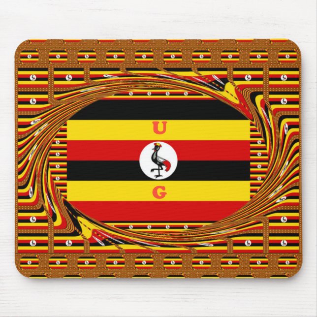 Lebhafte ugandische Flag-Inspirierte Kunst Mousepad (Vorne)