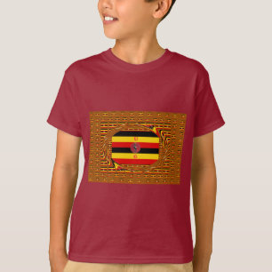 Lebhafte ugandische Flag-Inspirierte Kunst T-Shirt