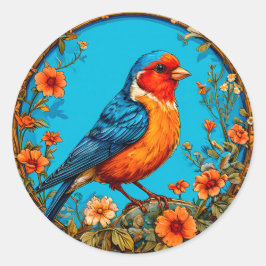 Lebhafte und detaillierte Abbildung eines Vogels Runder Aufkleber