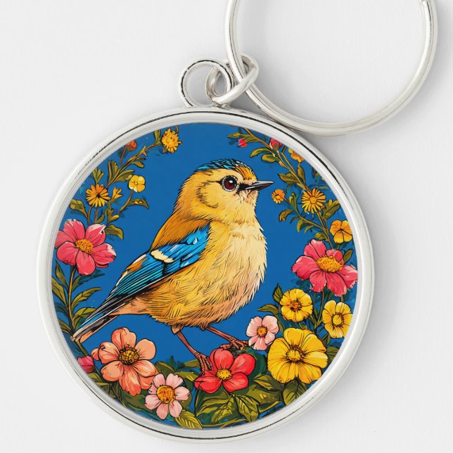 Lebhafte und detaillierte Abbildung eines Vogels Schlüsselanhänger (Vorne)