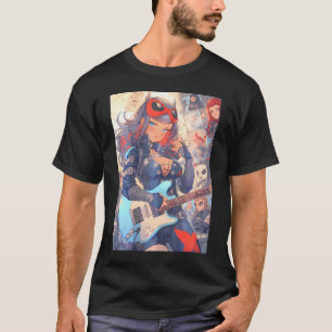 Lebhafte und dynamische Anime-Comic und Punk Rock T-Shirt