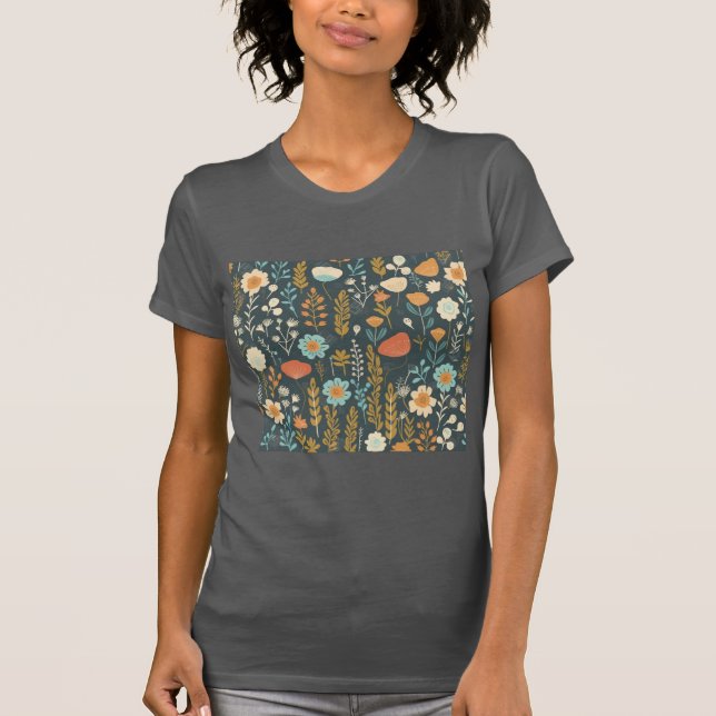 Lebhafte und farbenfrohe Blume T-Shirt (Vorderseite)