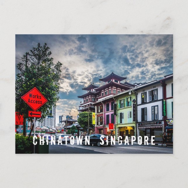 Lebhafte und farbenfrohe Chinatown-Postkarte Singa Postkarte (Vorderseite)