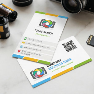 Lebhafte und farbenfrohe Fotografie mit QR-Code Visitenkarte