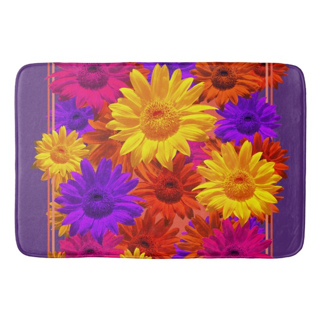 Lebhafte und farbenfrohe Sonnenblume Girly Hippie Badematte (Vorderseite)